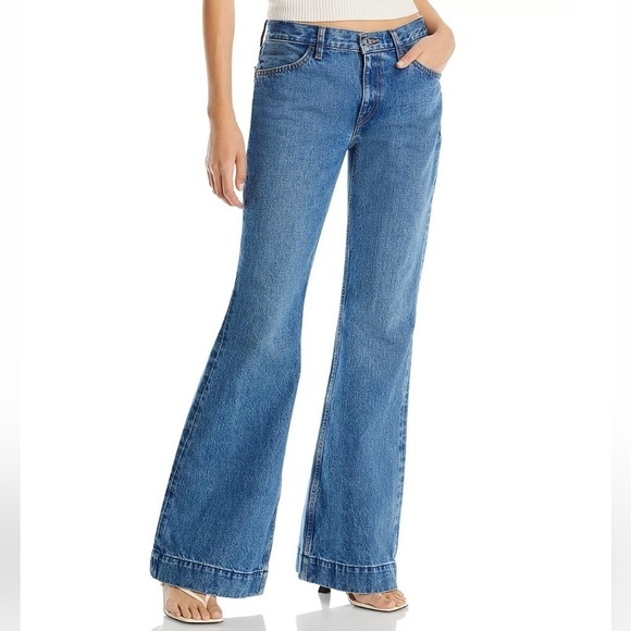 NEW RE/DONE 70s Low Rise Bell Bottom Jeans in Clean Moon Stoned, Women's 26 - Picture 2 of 9